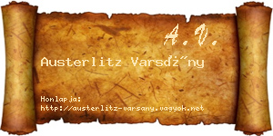 Austerlitz Varsány névjegykártya
